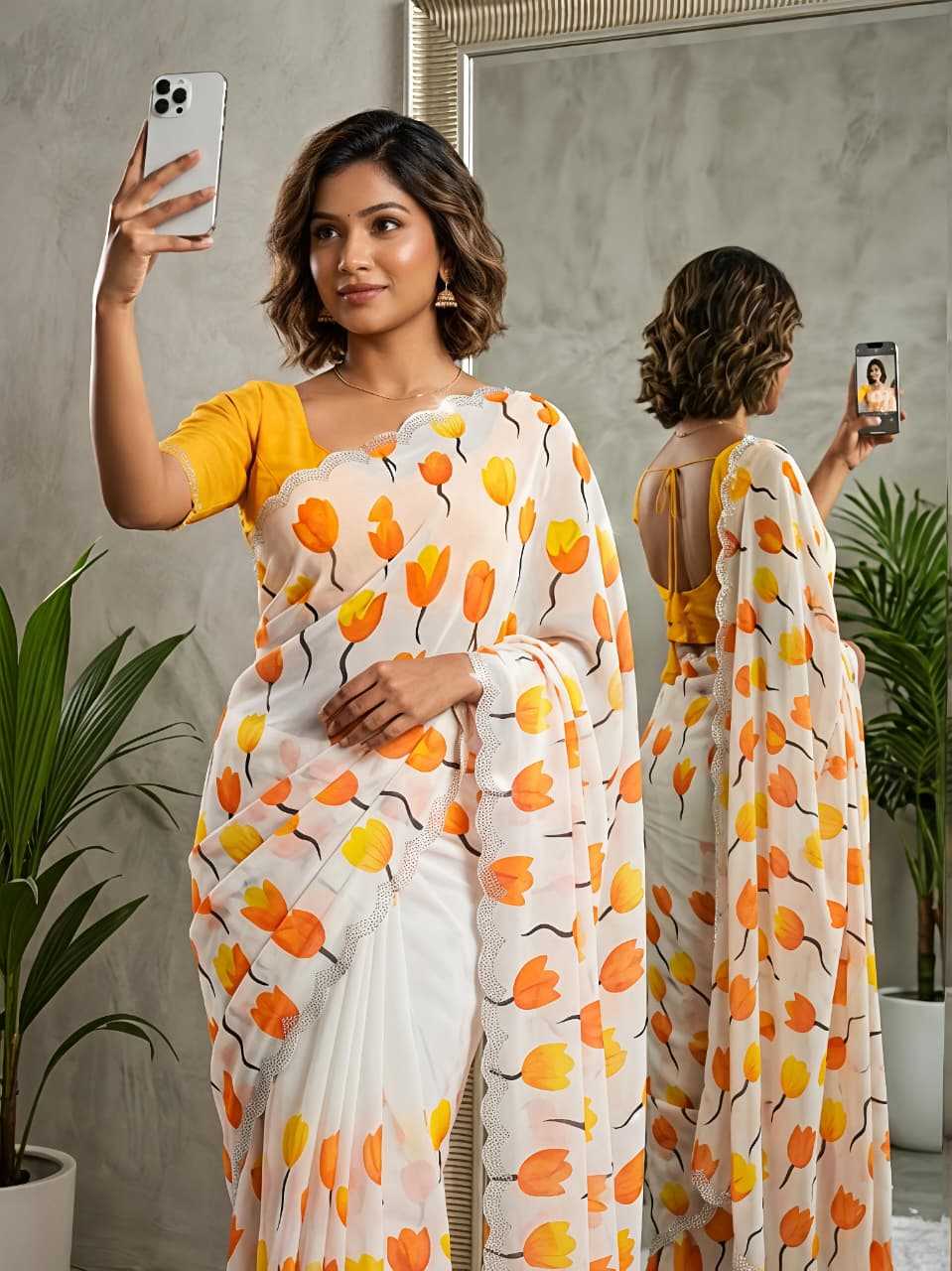 YNF Wholesale Georgette Printed Sarees  | Surat Manufacturer