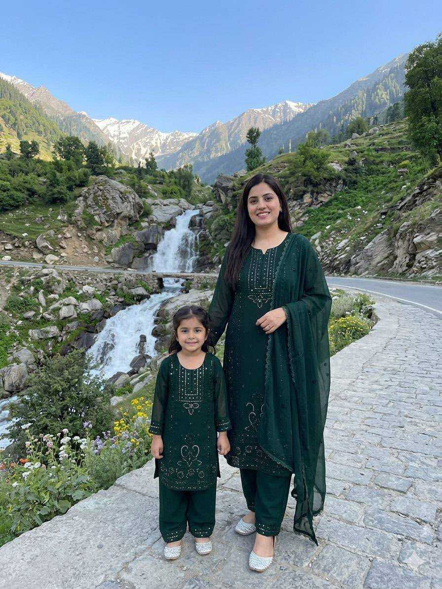 YNF Wholesale Georgette Mother Daughter Casual Dresses  | Surat Manufacturer