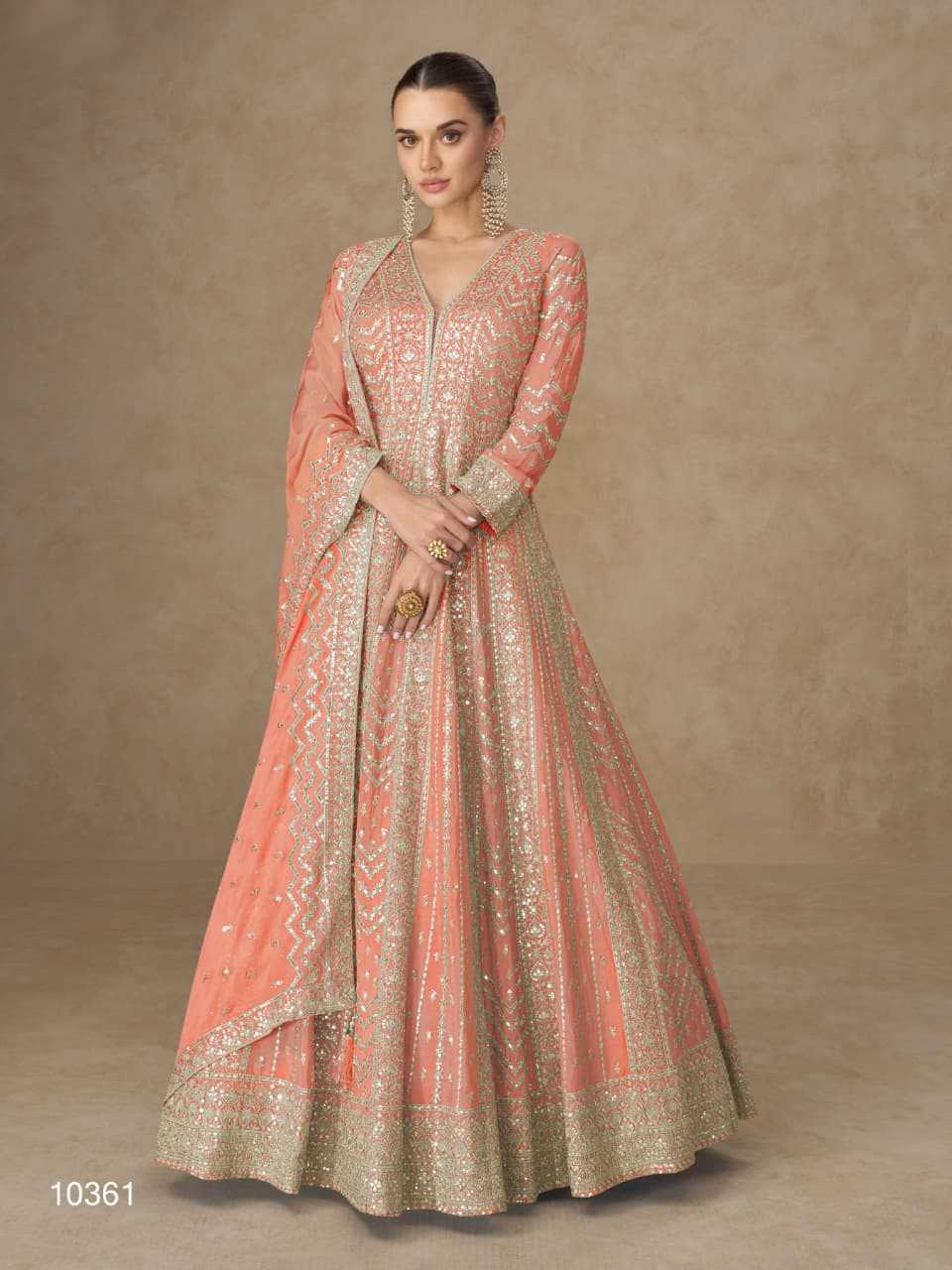 YNF Wholesale Chinon Embroidery Gowns KESH704 MOR BAGH ANARKALI | Surat Manufacturer