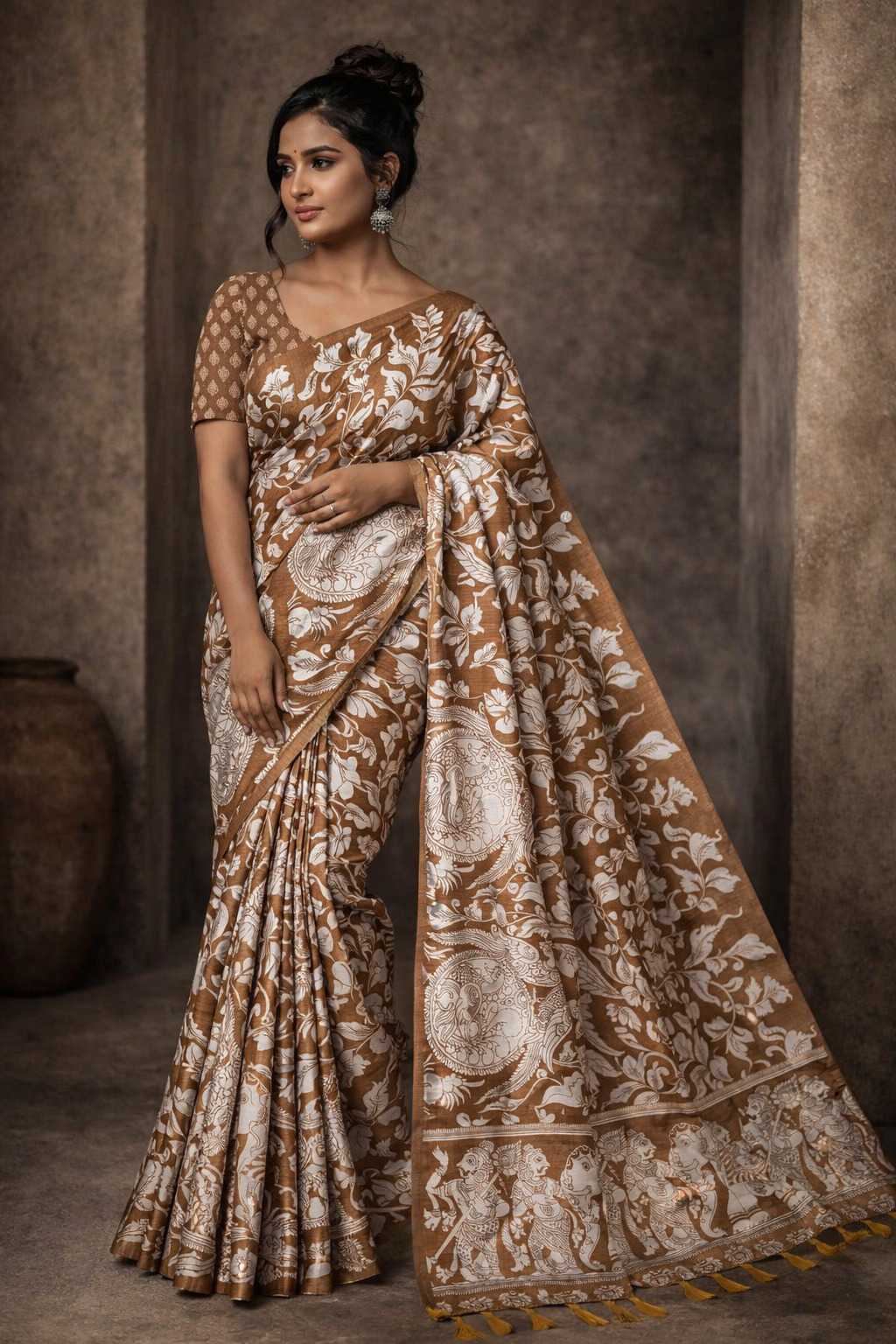 YNF Wholesale Tussar Silk Printed Silk Saree  | Surat Manufacturer