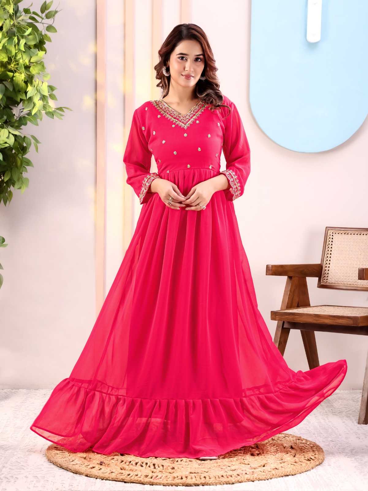 YNF Wholesale Heavy Silk Embroidery Gowns  | Surat Manufacturer