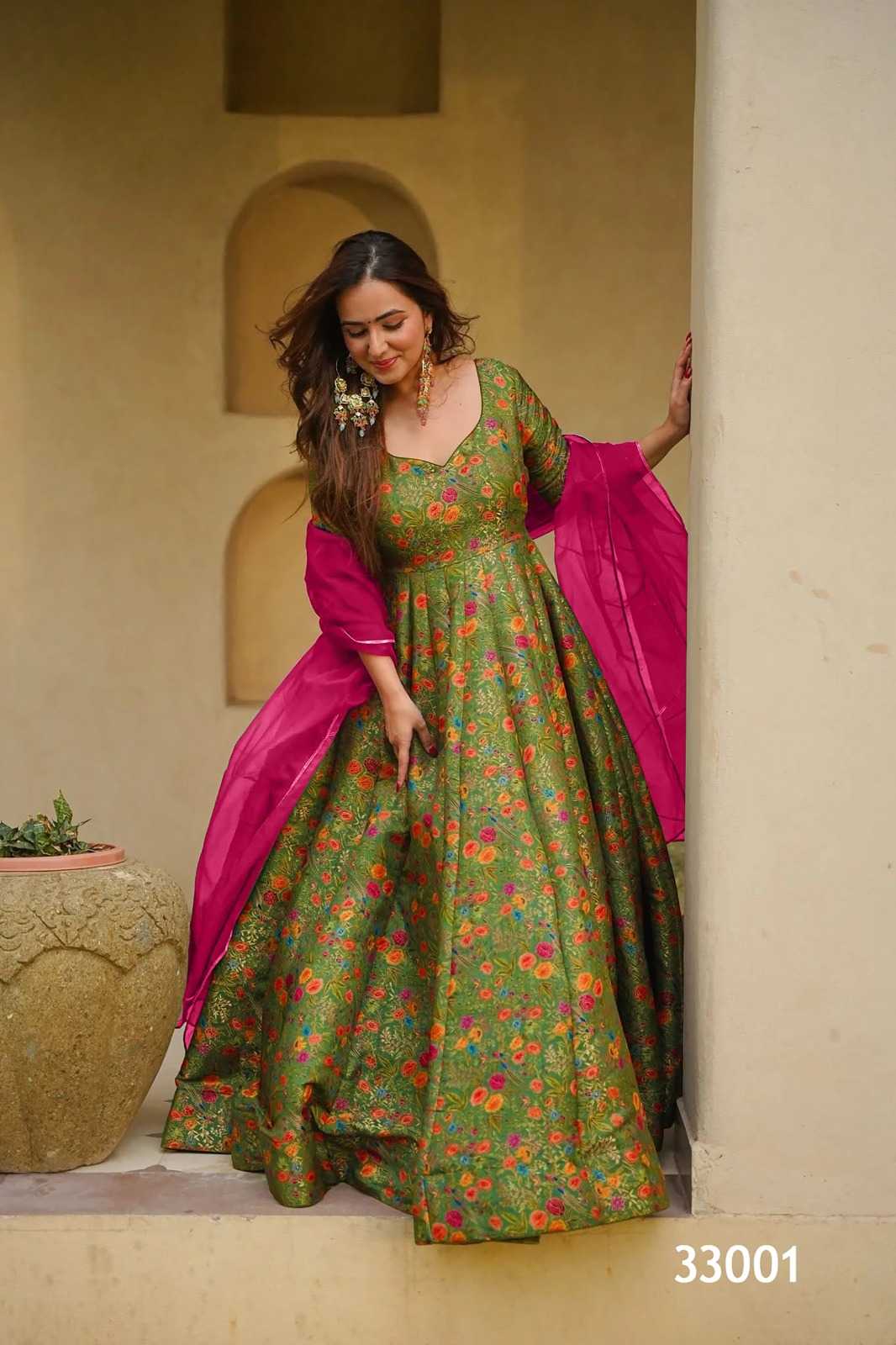 YNF Wholesale Heavy Silk Printed Gowns  | Surat Manufacturer