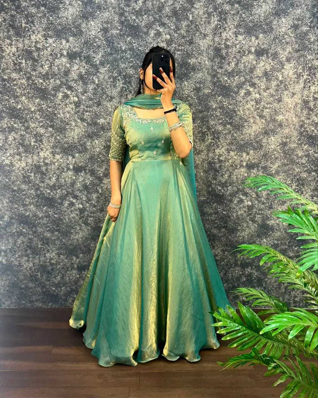 Keevaa Exporter  Satin Embroidery Gowns - YNF Online