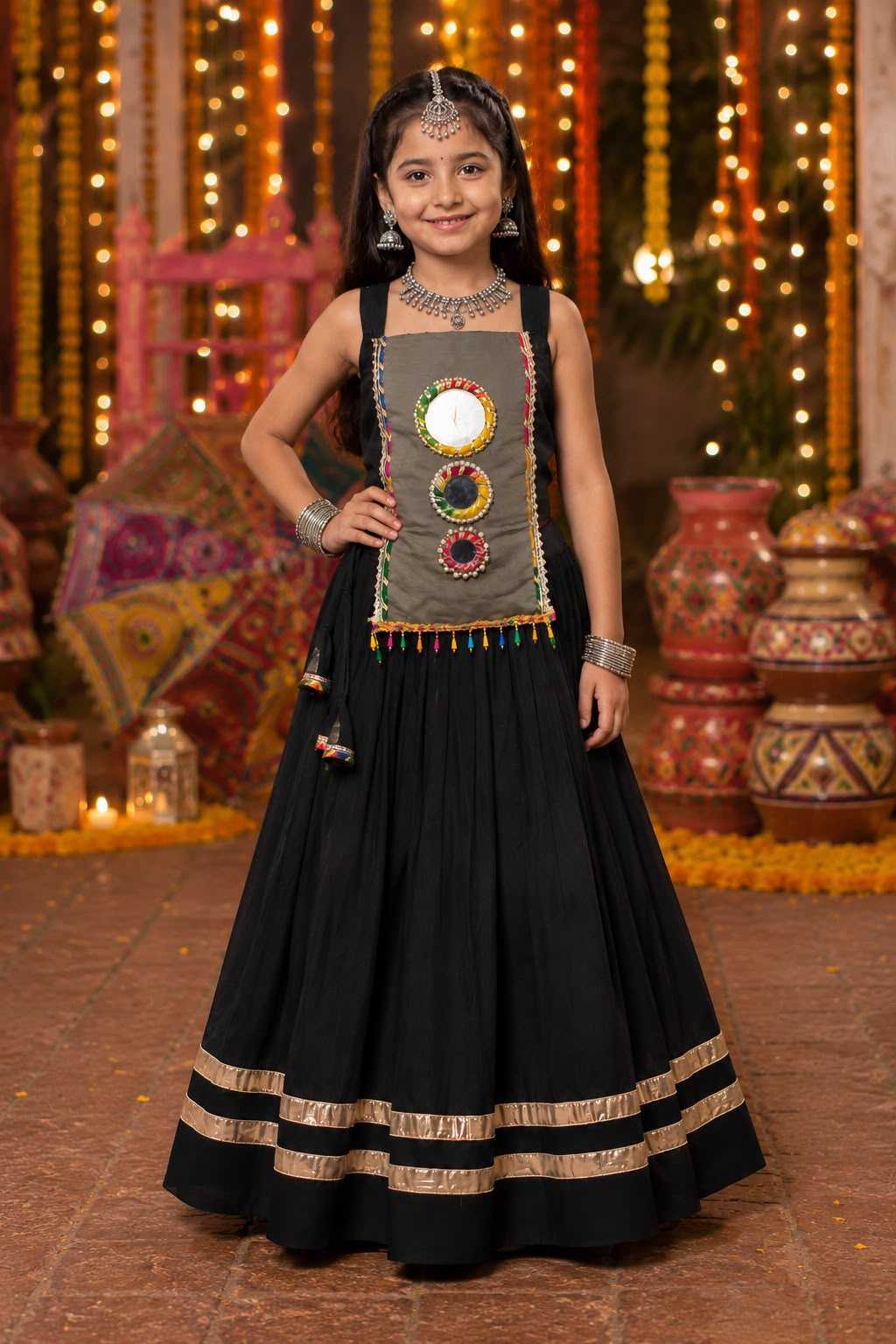 YNF Wholesale Heavy Roman Silk Kids Lehenga  | Surat Manufacturer