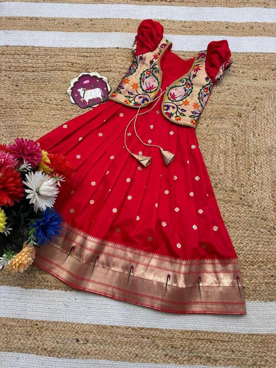 YNF Wholesale Paithani Silk Kids Gown  | Surat Manufacturer