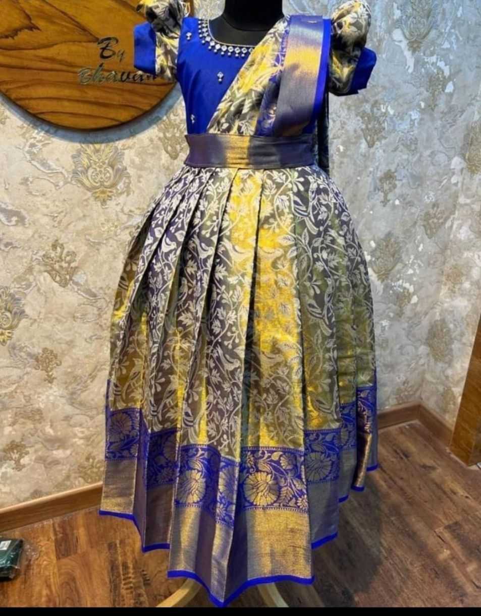 YNF Wholesale Kanjivaram Silk Kids Gown  | Surat Manufacturer