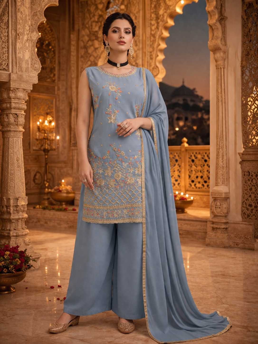 YNF Wholesale Faux Georgette Embroidery Suits  | Surat Manufacturer
