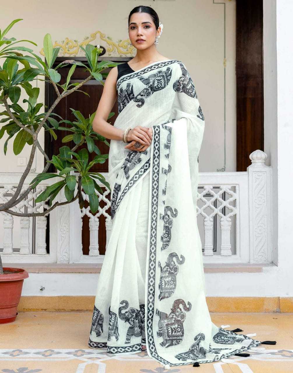 YNF Wholesale Linen Printed Sarees  | Surat Manufacturer
