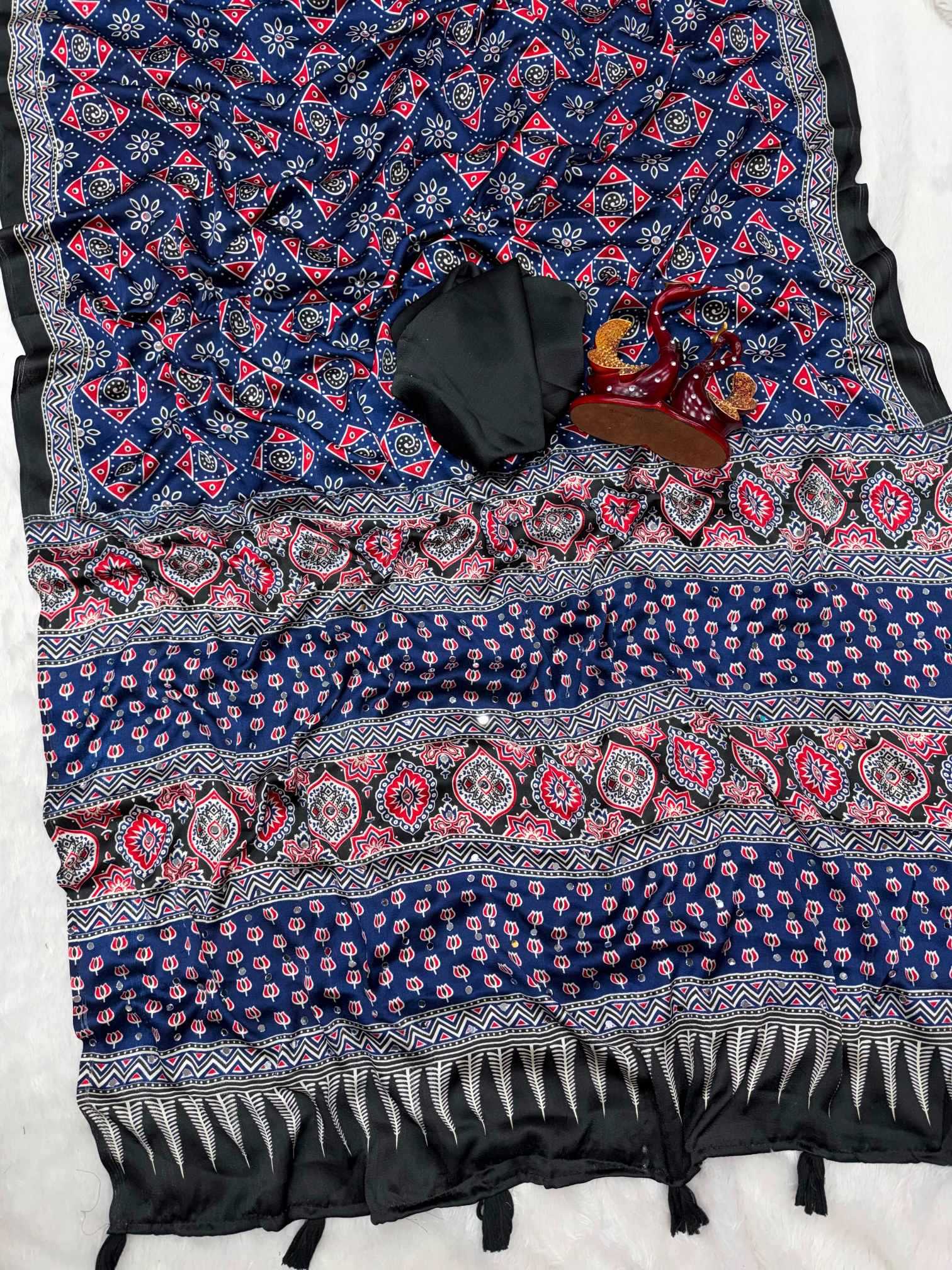 YNF Wholesale Japan Sartin Printed Sarees  | Surat Manufacturer