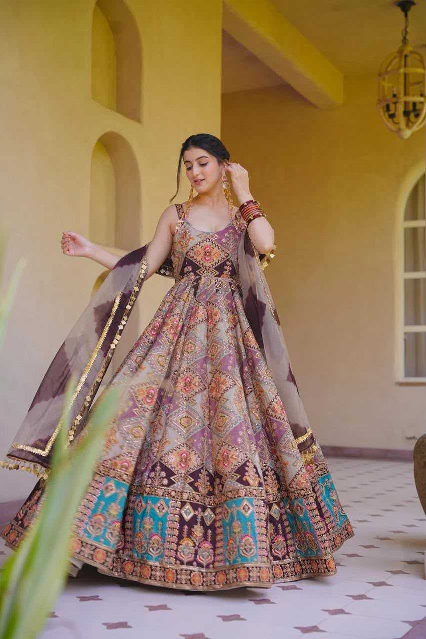 YNF Wholesale Organza Silk Anarkali Gown  | Surat Manufacturer