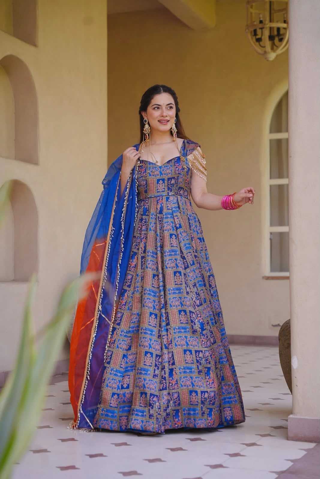 YNF Wholesale Organza Silk Printed Gowns  | Surat Manufacturer