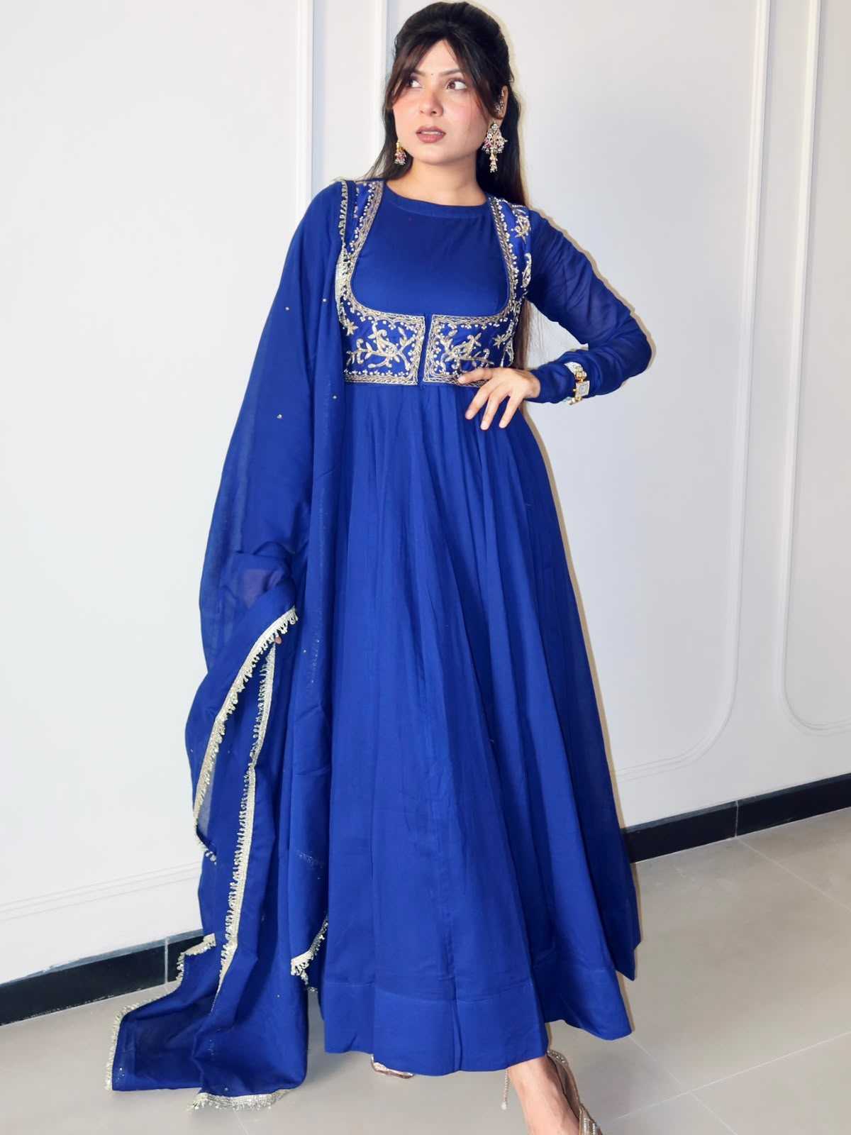 YNF Wholesale Heavy Roman Silk Embroidery Gowns  | Surat Manufacturer