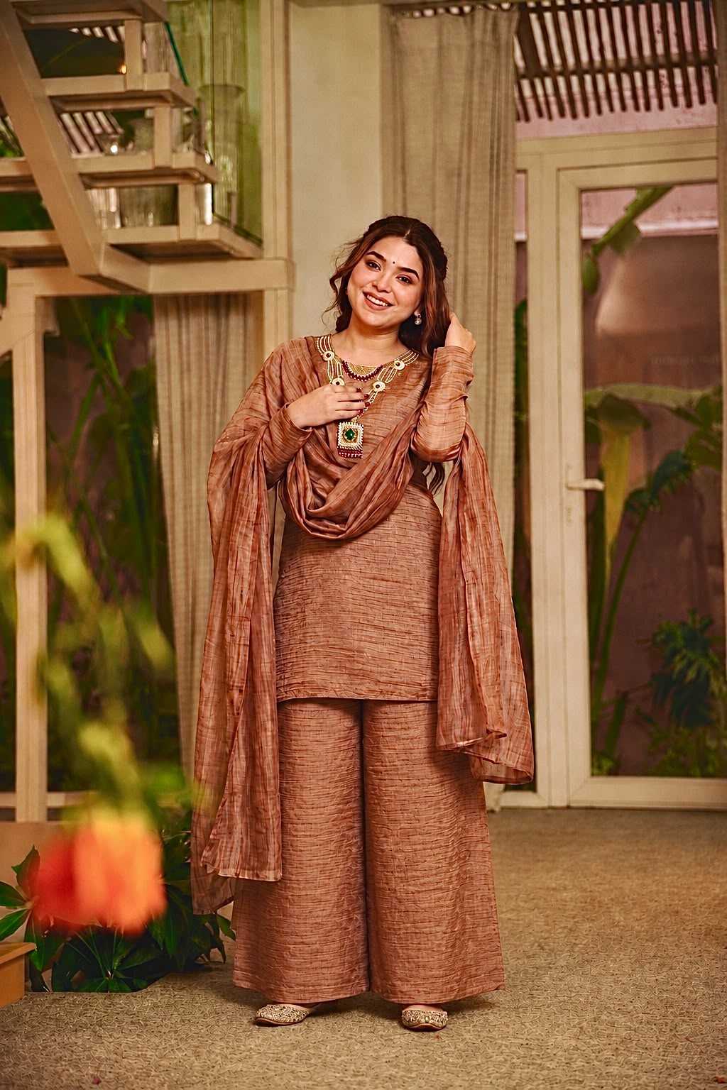 YNF Wholesale Crush Silk Palazzo Suit  | Surat Manufacturer