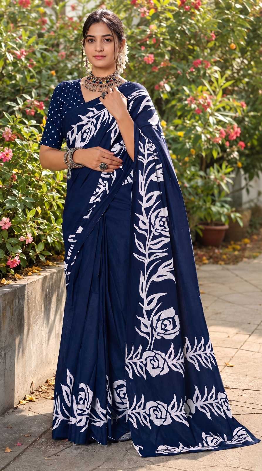 YNF Wholesale Cotton Block Print Sarees  | Surat Manufacturer