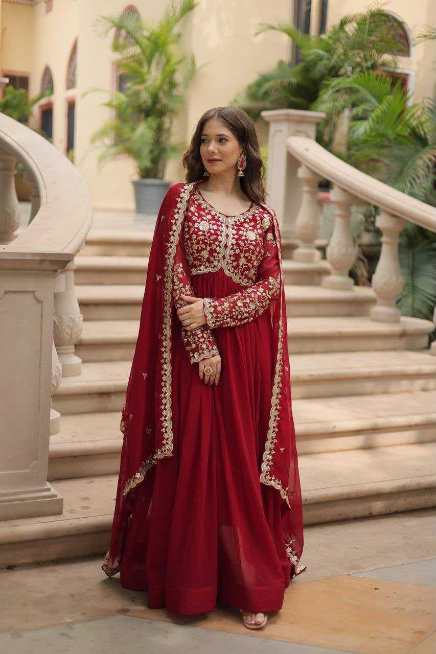 YNF Wholesale Faux Blooming Embroidery Gowns  | Surat Manufacturer