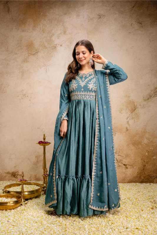 YNF Wholesale Rangoli Silk Embroidery Gowns  | Surat Manufacturer
