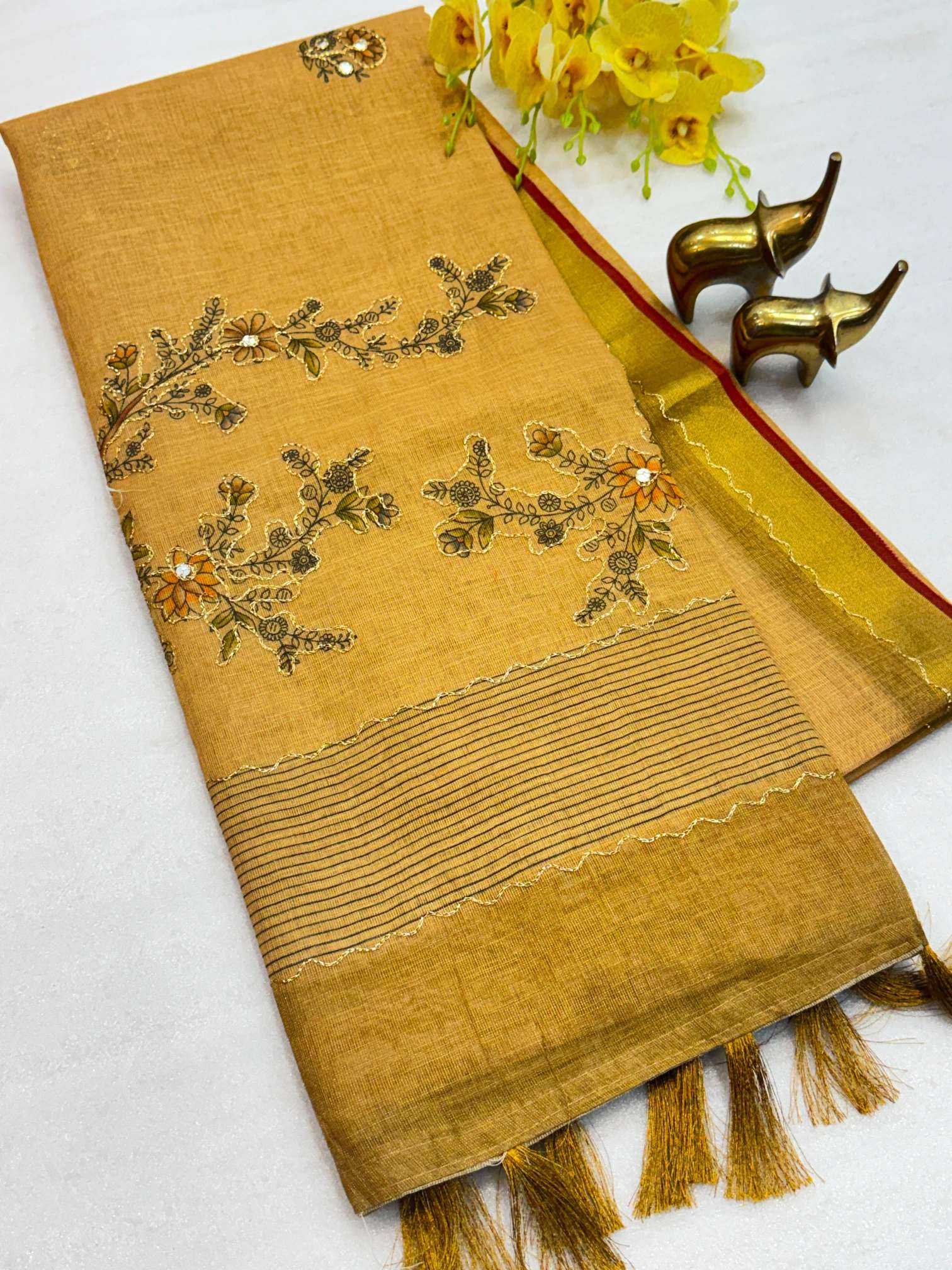 YNF Wholesale Linen Zari Border Sarees KESH187 Avika | Surat Manufacturer