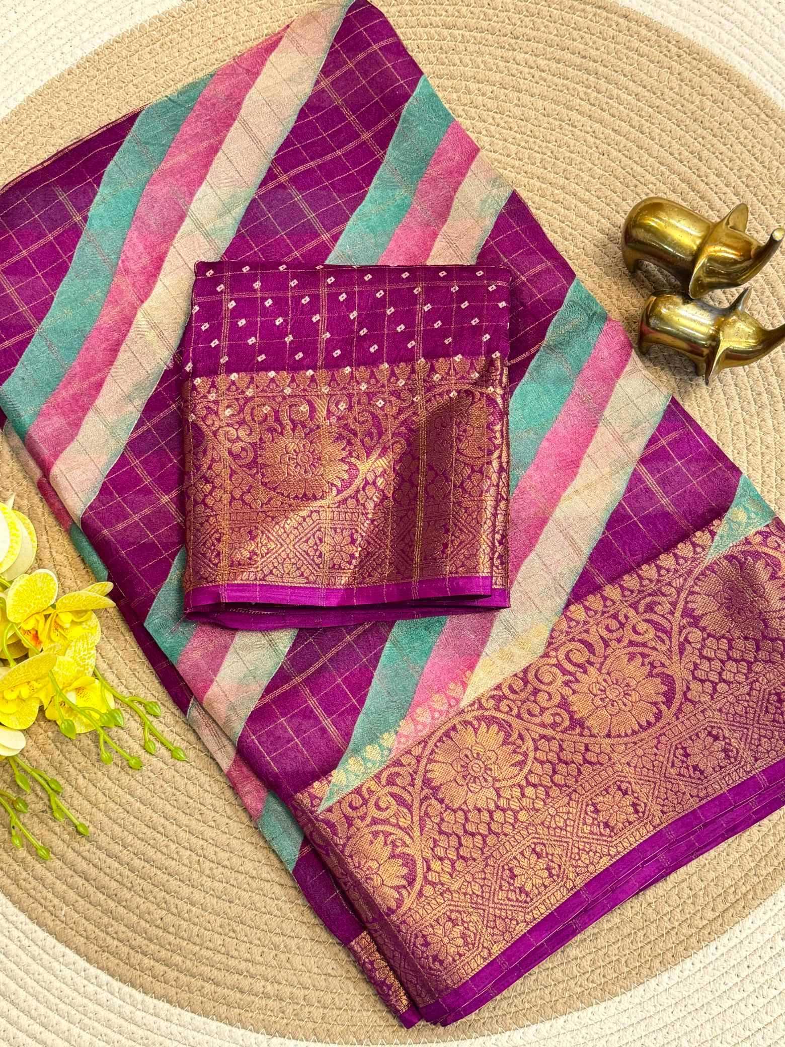 YNF Wholesale Jacquard Leheriya Sarees  | Surat Manufacturer