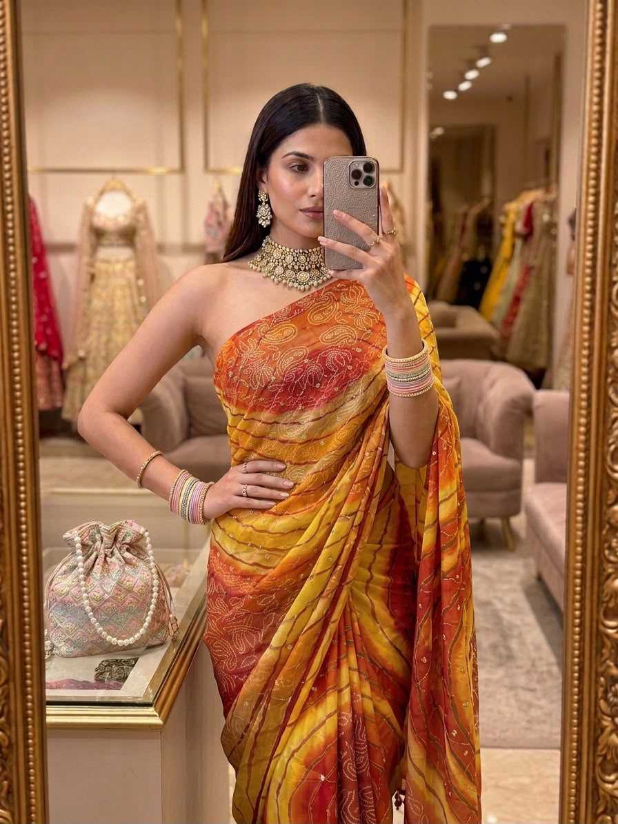 YNF Wholesale Georgette Sequence Sarees  | Surat Manufacturer