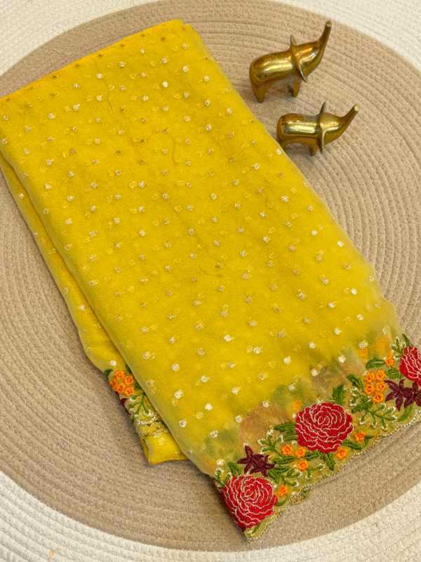YNF Wholesale Tissue Embroidered Sarees  | Surat Manufacturer