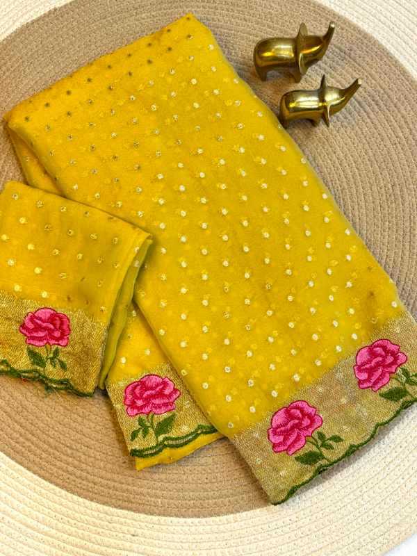 YNF Wholesale Tissue Embroidered Sarees  | Surat Manufacturer