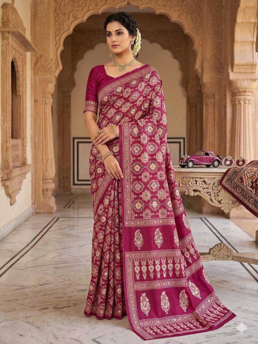 YNF Wholesale Gajji Silk Ajrakh Sarees  | Surat Manufacturer