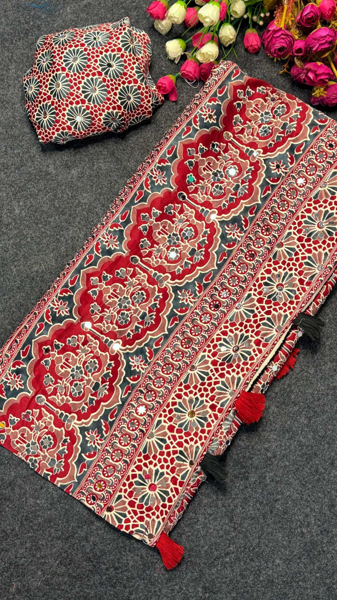 YNF Wholesale Satin Ajrakh Sarees  | Surat Manufacturer