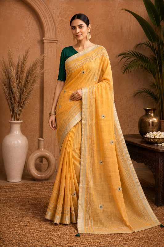 YNF Wholesale Linen Embroidered Sarees KESH208 GURLEEM | Surat Manufacturer