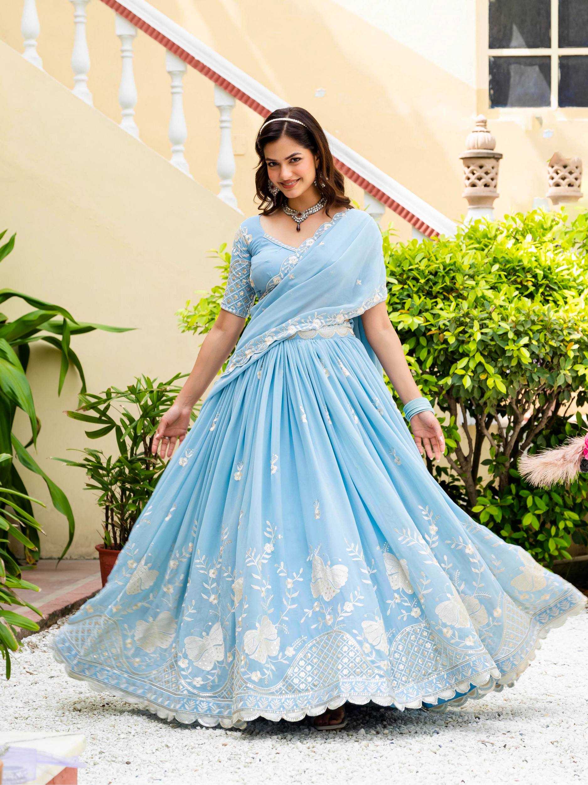 YNF Wholesale Faux Georgette Embroidered Lehenga KESH213 289 | Surat Manufacturer