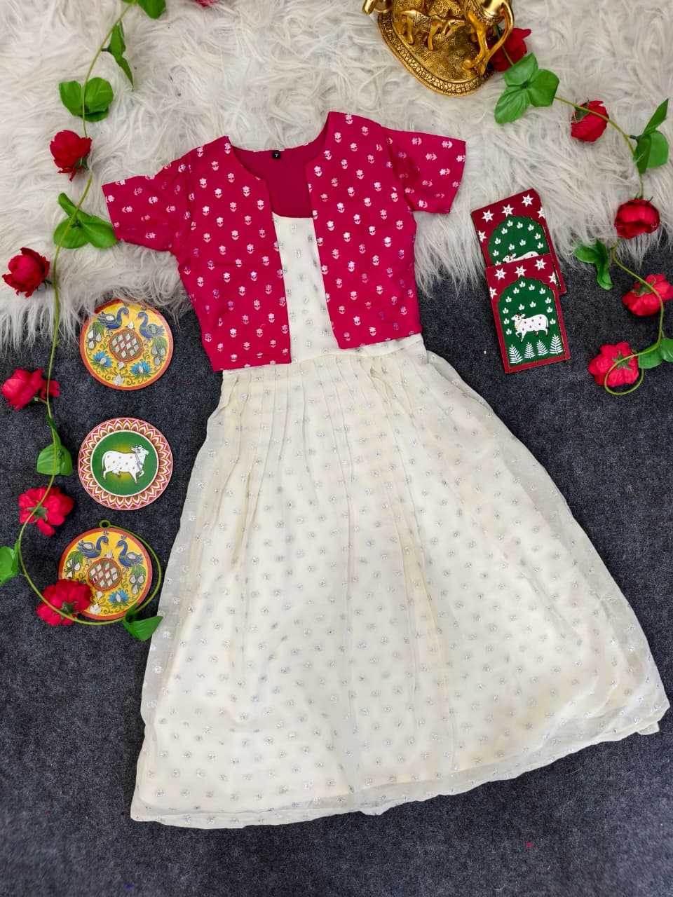 YNF Wholesale Silk Kids Gown  | Surat Manufacturer