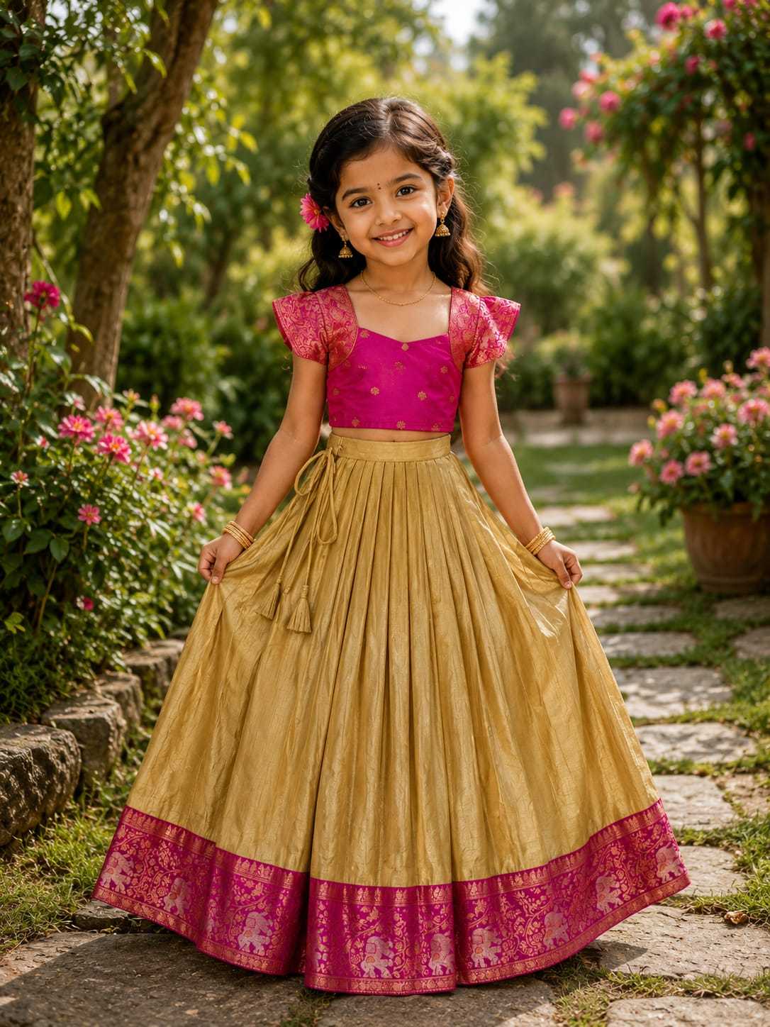 YNF Wholesale Tissue Silk Kids Lehenga  | Surat Manufacturer