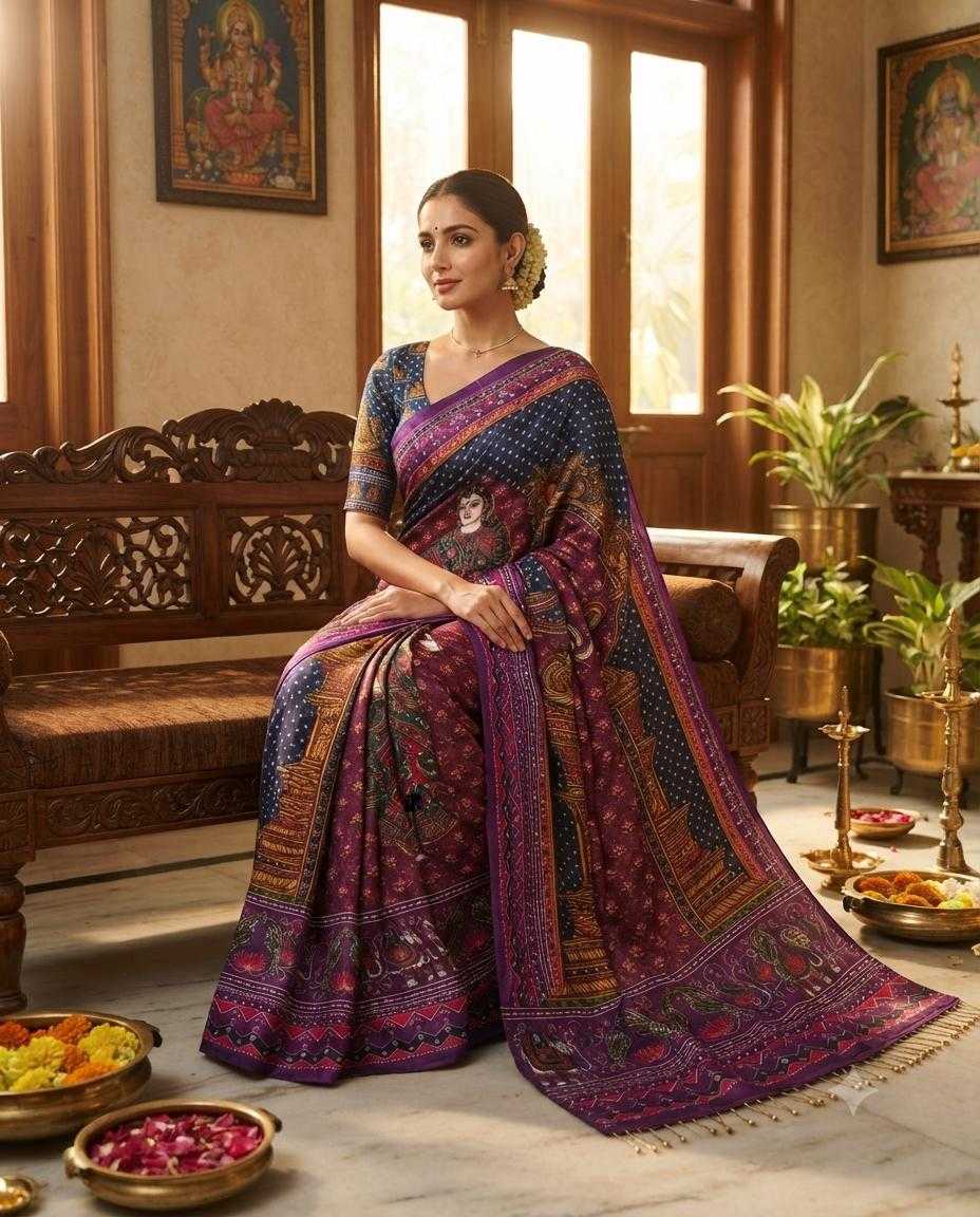 YNF Wholesale Japan Sartin Printed Sarees KESH419 Aakriti | Surat Manufacturer