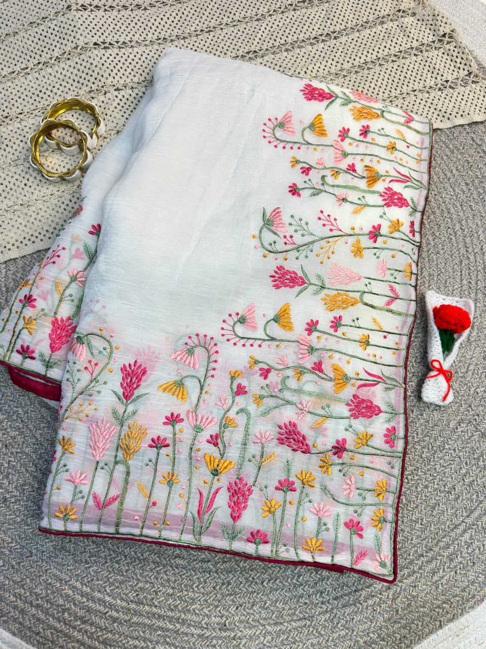 YNF Wholesale Crunchi Embroidered Sarees  | Surat Manufacturer