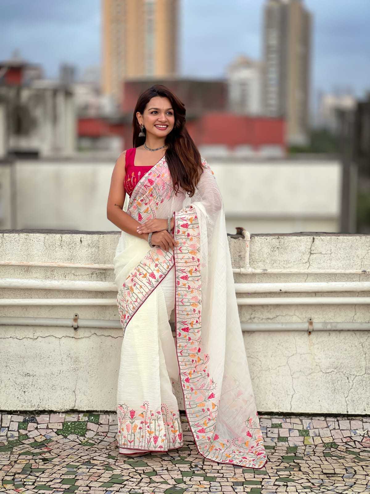 YNF Wholesale Crunchi Embroidered Sarees  | Surat Manufacturer