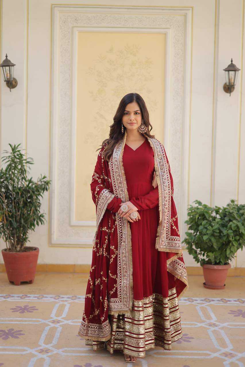 YNF Wholesale Faux Blooming Embroidery Gowns  | Surat Manufacturer