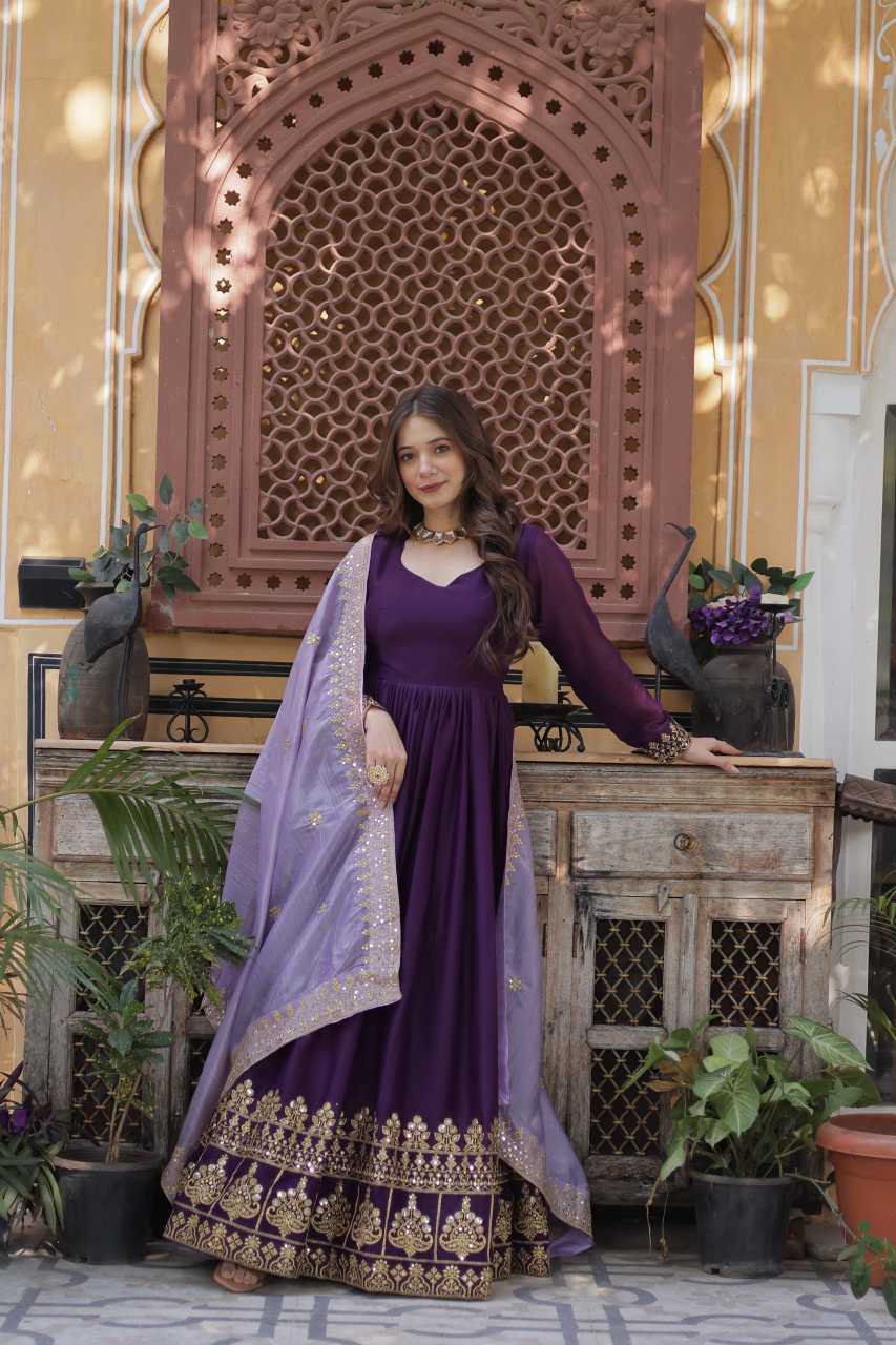 YNF Wholesale Faux Georgette Embroidery Gowns  | Surat Manufacturer