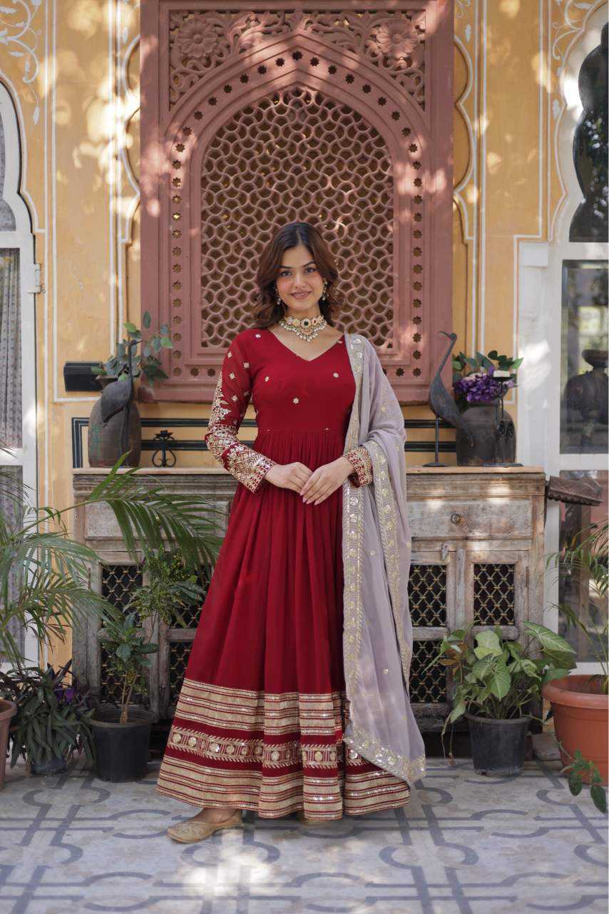 YNF Wholesale Faux Blooming Embroidery Gowns  | Surat Manufacturer