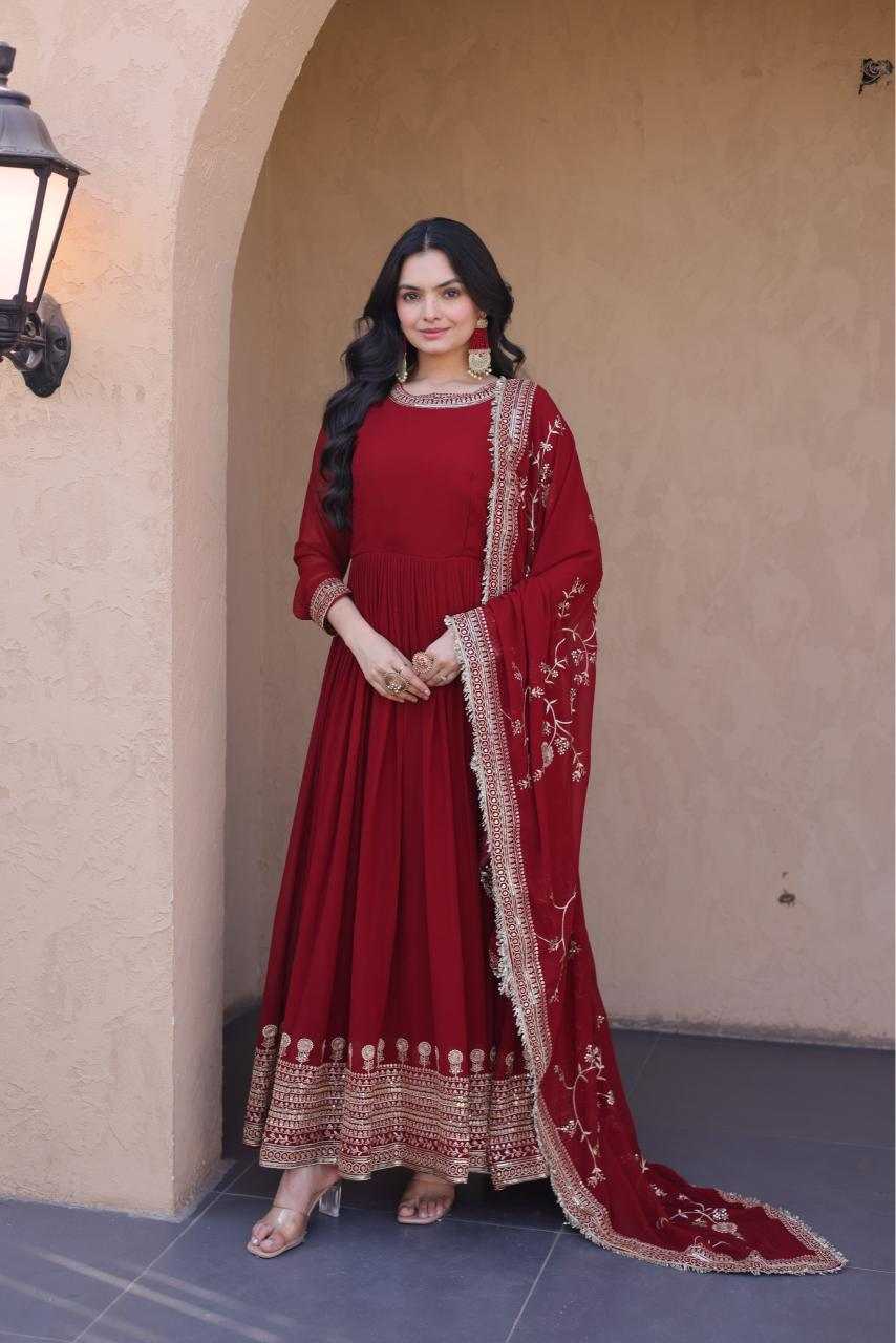 YNF Wholesale Faux Blooming Embroidery Gowns  | Surat Manufacturer