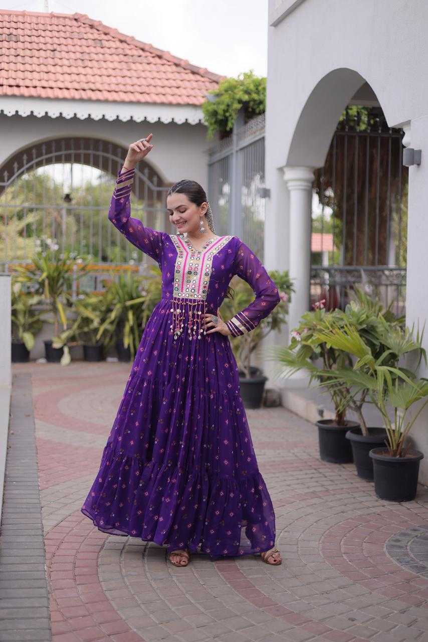 YNF Wholesale Faux Georgette Printed Gowns  | Surat Manufacturer