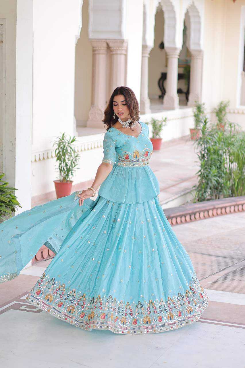 YNF Wholesale Soft Gold Crush Embroidered Lehenga  | Surat Manufacturer