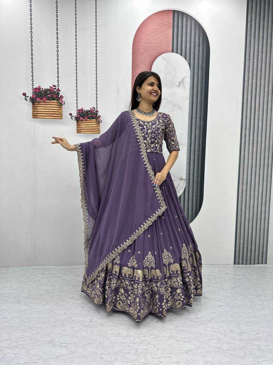 YNF Wholesale Faux Georgette Embroidery Gowns  | Surat Manufacturer