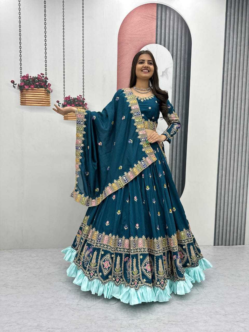 YNF Wholesale Soft Vichitra Embroidered Lehenga  | Surat Manufacturer