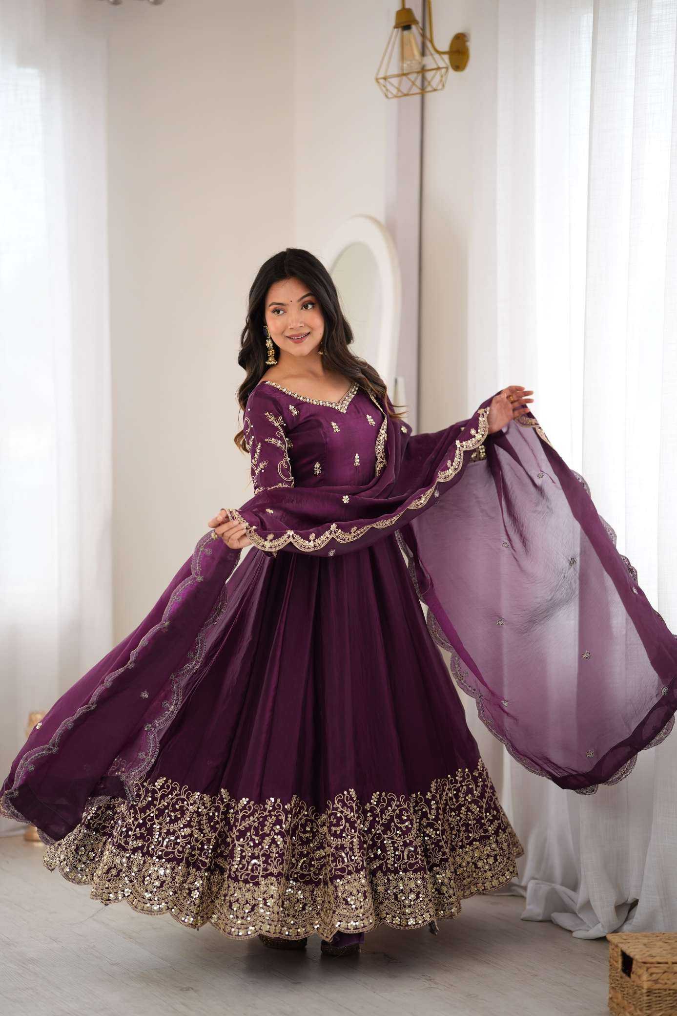 YNF Wholesale Silk Embroidery Gowns KESH499 3185 | Surat Manufacturer