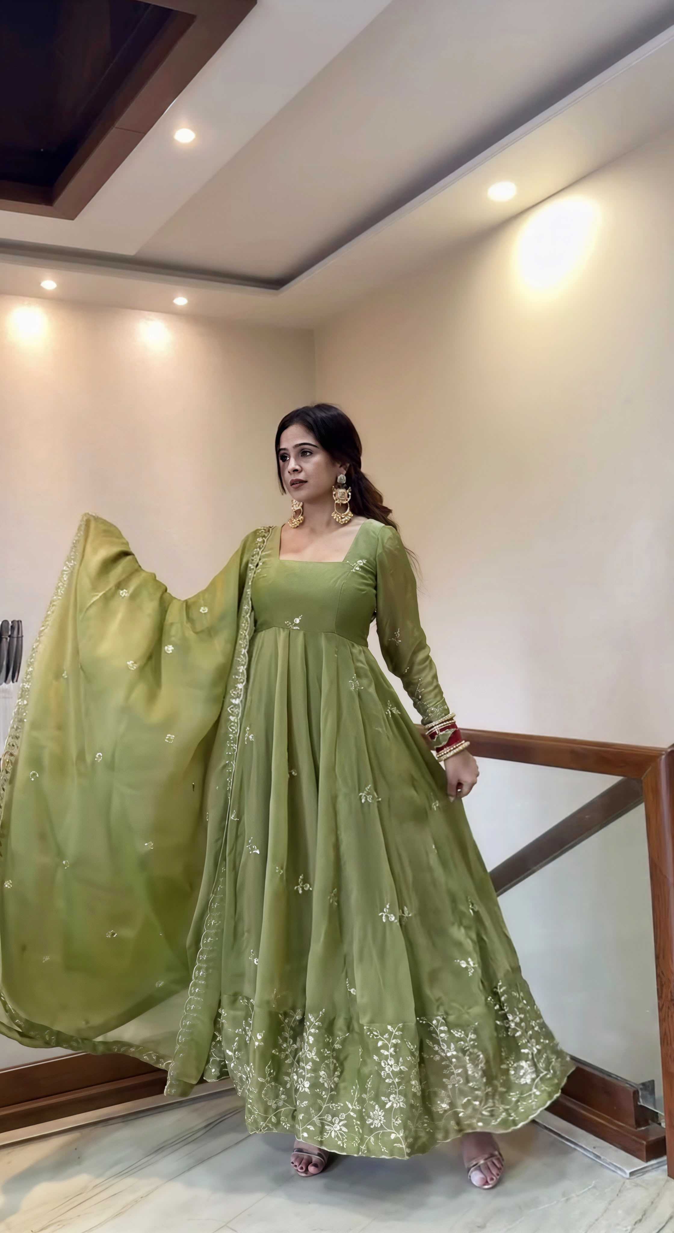 YNF Wholesale Pure Silk Embroidery Gowns  | Surat Manufacturer
