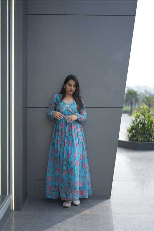 YNF Wholesale Tabby Silk Organza Embroidery Gowns  | Surat Manufacturer