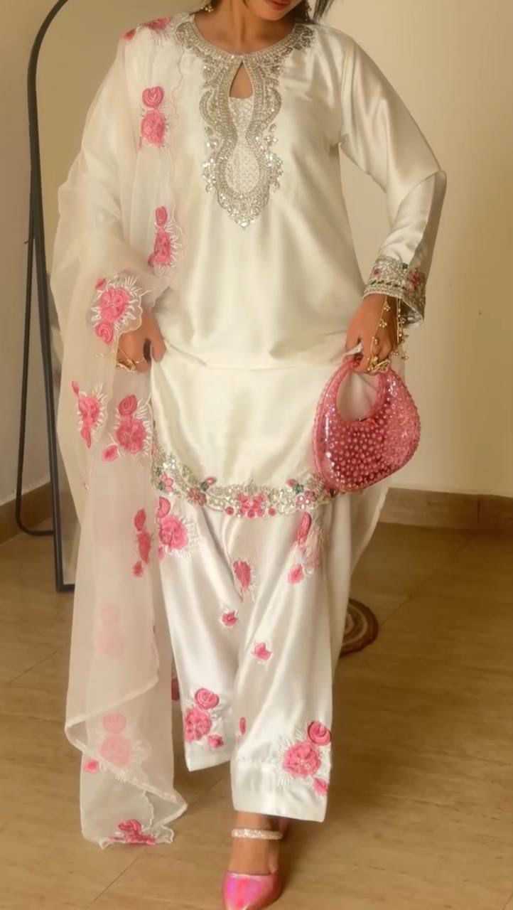 YNF Wholesale Japan Sartin Embroidery Suits  | Surat Manufacturer