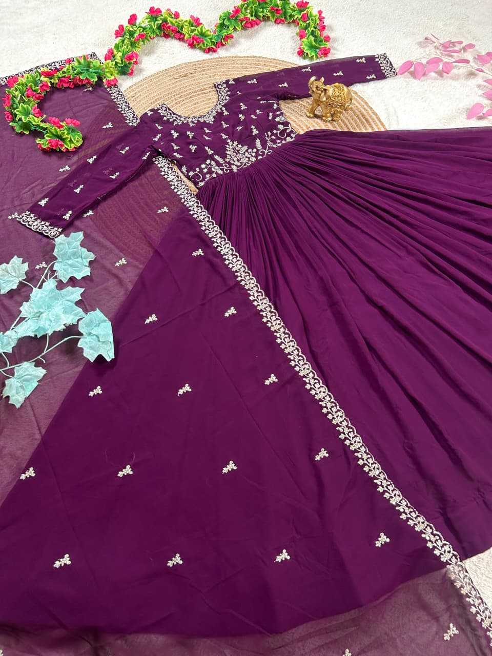 YNF Wholesale Faux Georgette Embroidery Gowns  | Surat Manufacturer