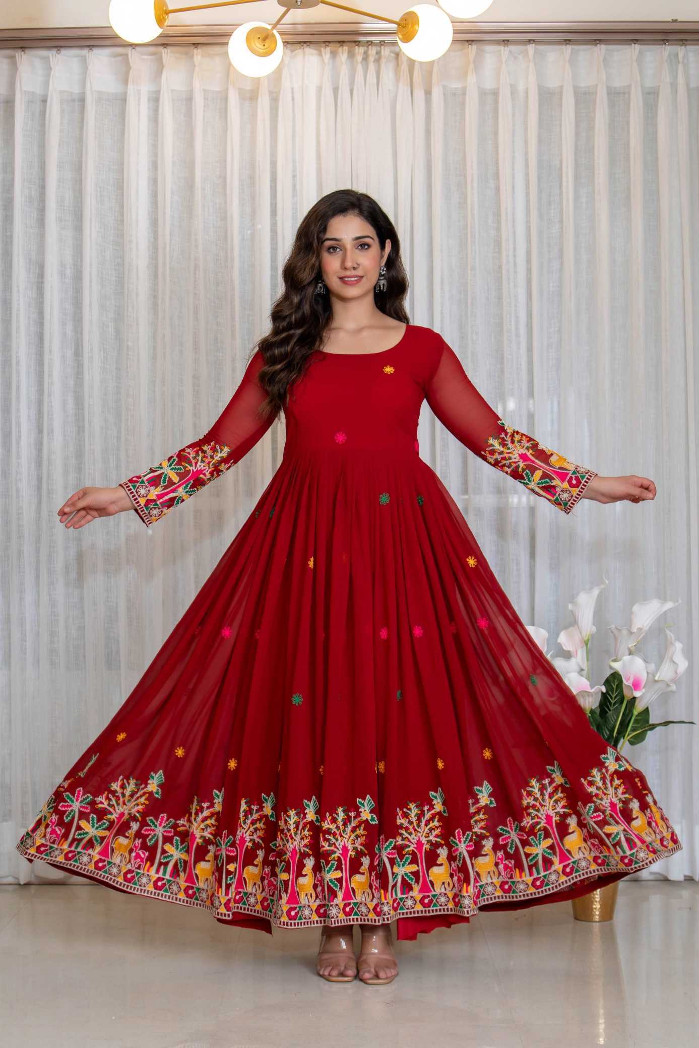 YNF Wholesale Faux Georgette Embroidery Gowns  | Surat Manufacturer