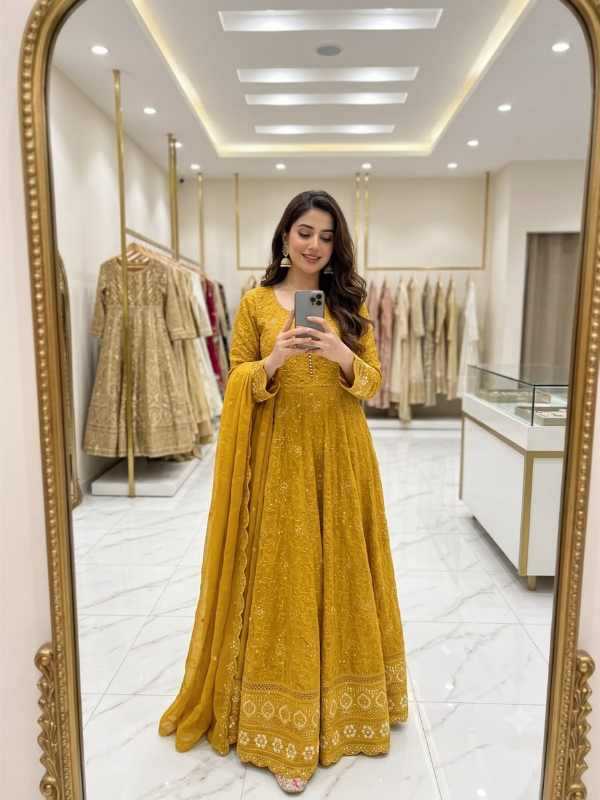 YNF Wholesale Faux Georgette Embroidery Gowns  | Surat Manufacturer