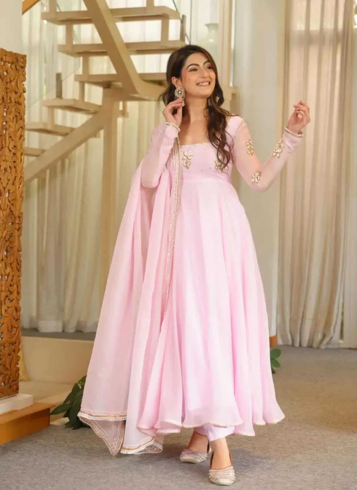 YNF Wholesale Faux Georgette Embroidery Gowns  | Surat Manufacturer